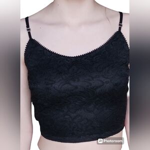 Womens Spaghetti Strap Lace Crop Top